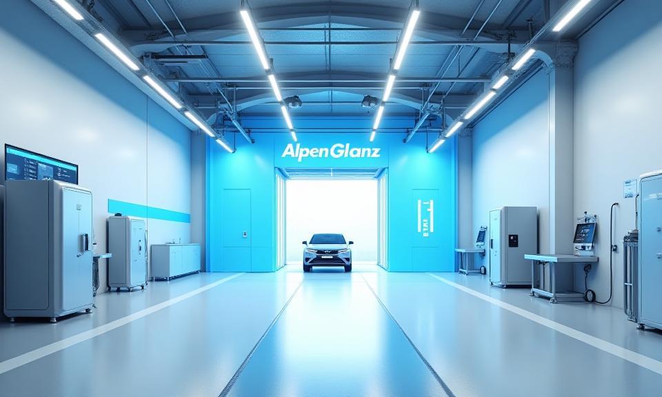 Moderner, sauberer Innenraum der AlpenGlanz Car Wash AG Anlage.